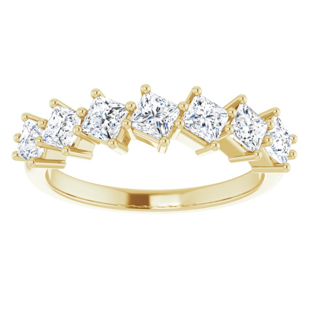 1.26 ct. Princess Cut Diamond Wedding Band 7 Stone Anniversary Ring-VIRABYANI